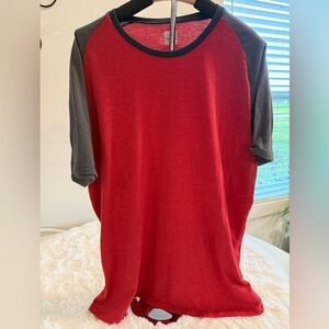 J.Crew Raglan Short Sleeve T-Shirt – Red & Charcoal – Size Large